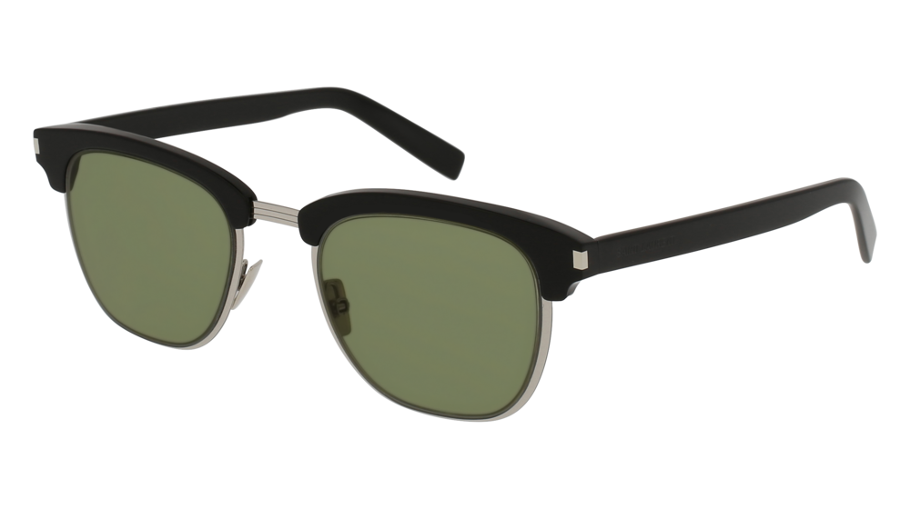 Saint Laurent Sunglass Man Black Black Green