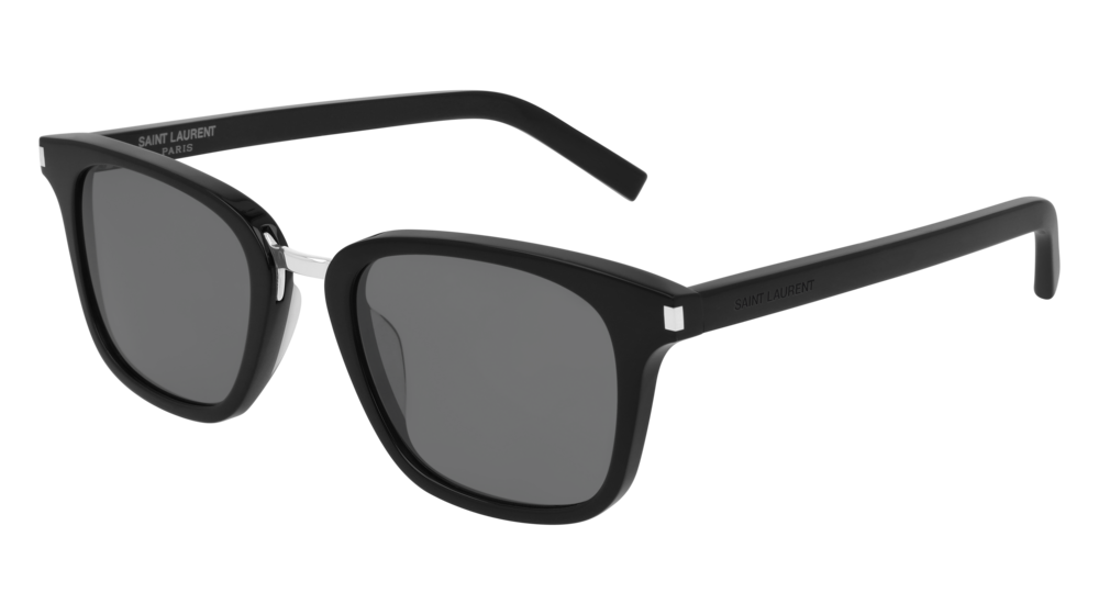 Saint Laurent Sunglass Man Black Black Silver