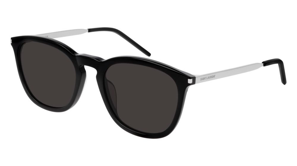 Saint Laurent Sunglass Man Black Silver Black