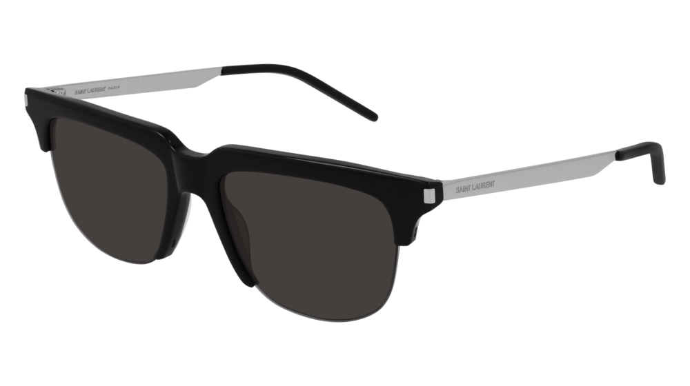 Saint Laurent Sunglass Man Black Silver Black