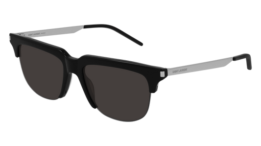 Saint Laurent Sunglass Man Black Silver Black