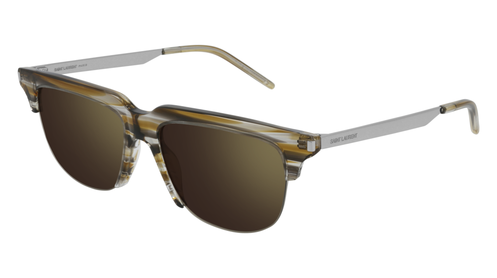 Saint Laurent Sunglass Man Havana Silver Bronze