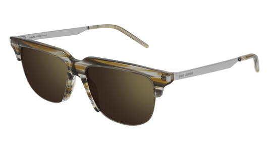 Saint Laurent Sunglass Man Havana Silver Bronze