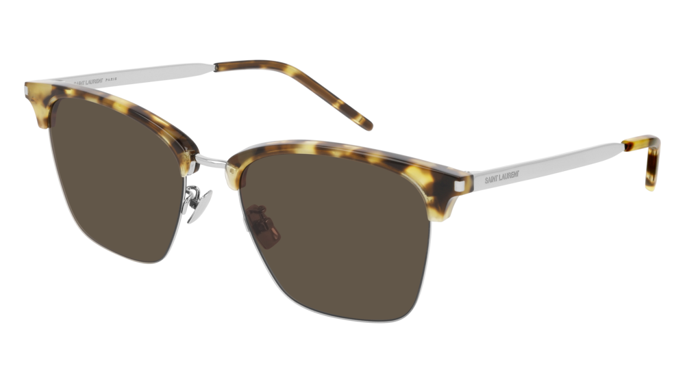 Saint Laurent Sunglass Man Havana Silver Brown