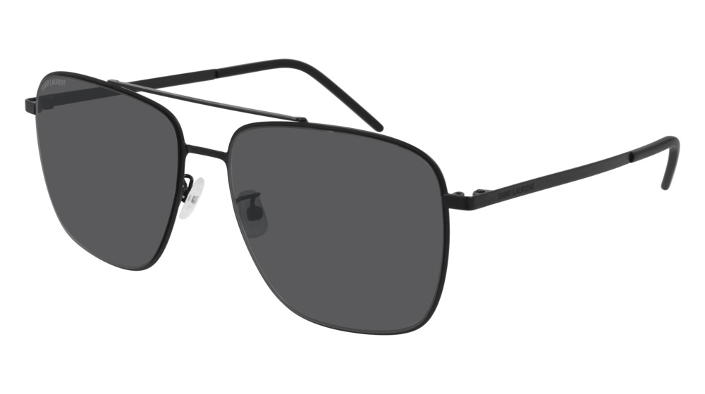 Saint Laurent Sunglass Man Black Black Silver