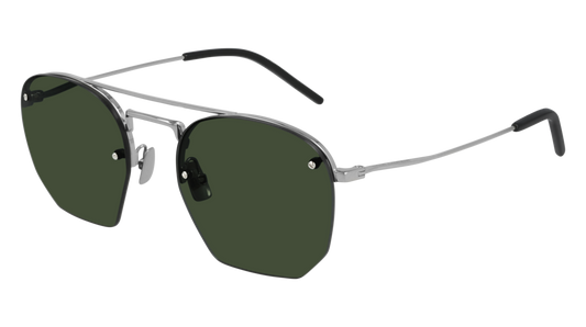 Saint Laurent Sunglass Man Silver Silver Green