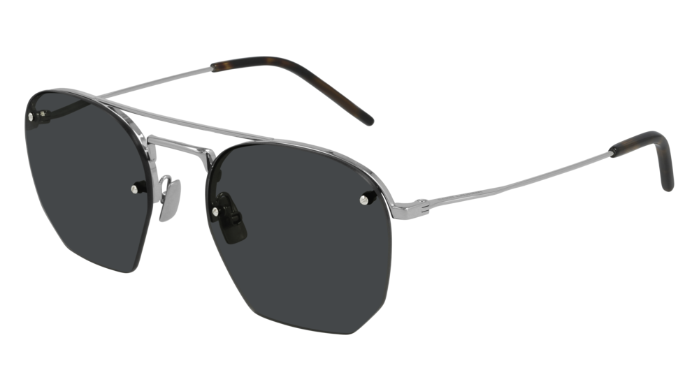 Saint Laurent Sunglass Man Silver Silver Grey