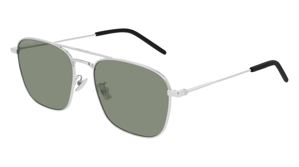 Saint Laurent Sunglass Unisex Silver Silver Green