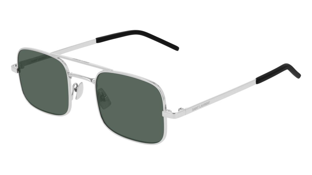 Saint Laurent Sunglass Unisex Silver Silver Green