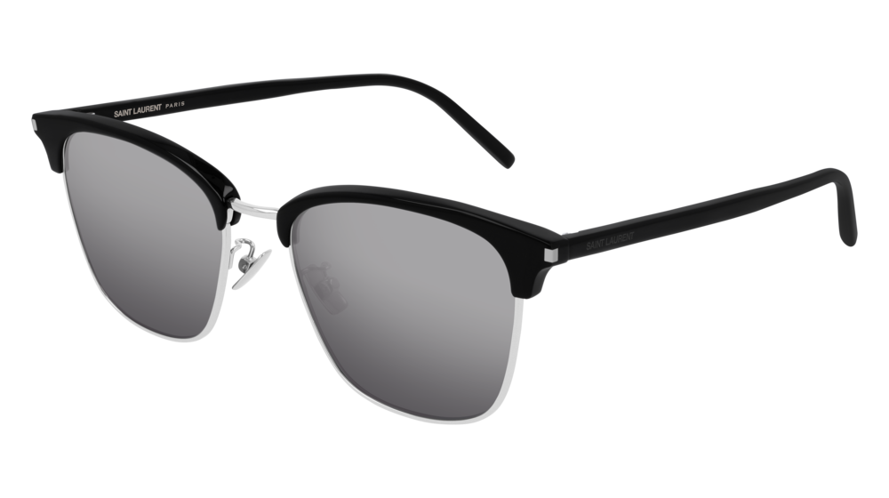 Saint Laurent Sunglass Unisex Black Black Silver