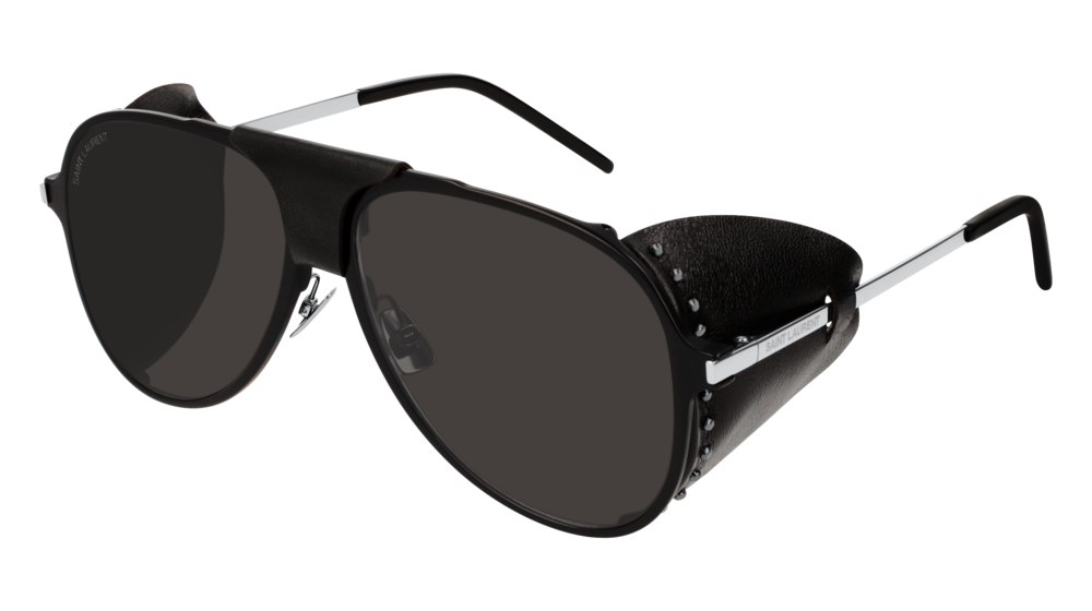 Saint Laurent Sunglass Unisex Black Silver Black