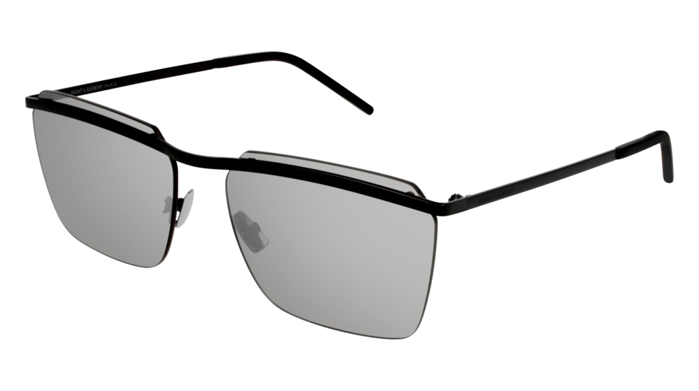 Saint Laurent Sunglass Unisex Black Black Silver