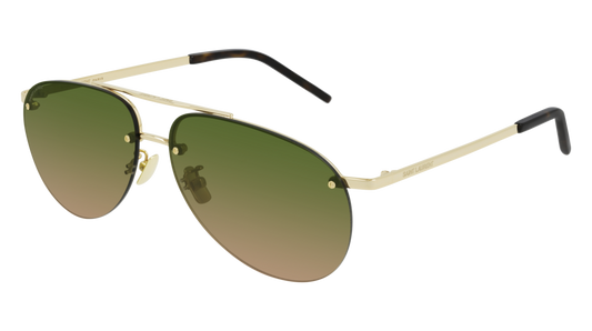 Saint Laurent Sunglass Unisex Gold Gold Green