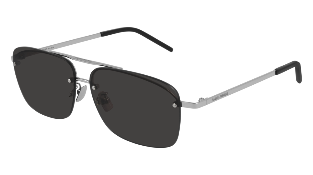 Saint Laurent Sunglass Unisex Silver Silver Black