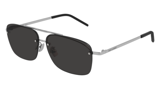 Saint Laurent Sunglass Unisex Silver Silver Black