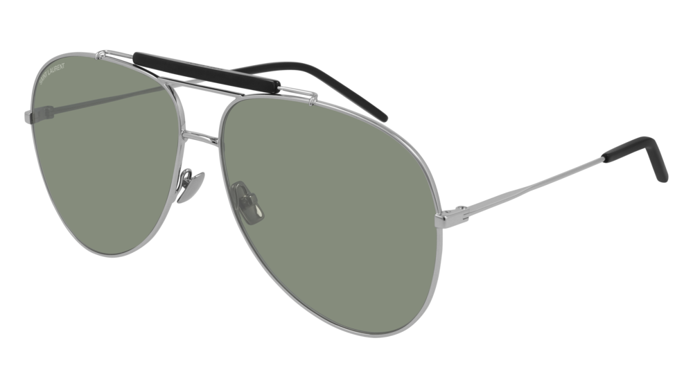 Saint Laurent Sunglass Unisex Silver Silver Green