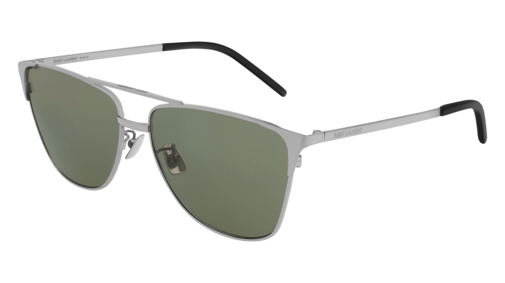 Saint Laurent Sunglass Unisex Silver Silver Green