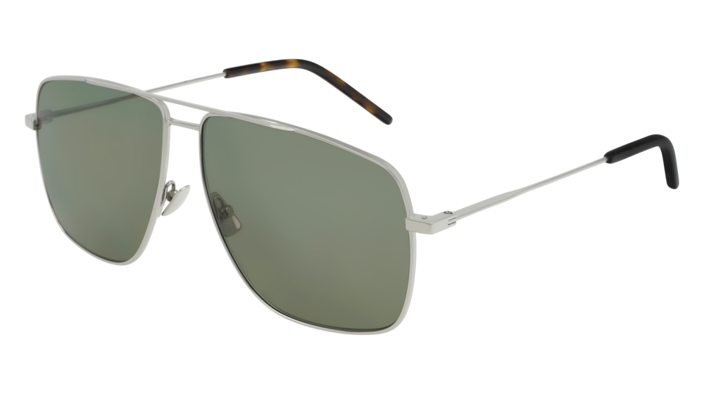 Saint Laurent Sunglass Unisex Silver Silver Green