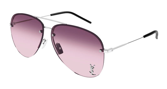 Saint Laurent Sunglass Unisex Silver Silver Red