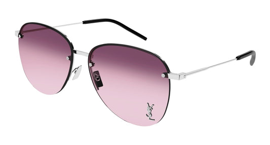 Saint Laurent Sunglass Unisex Silver Silver Red